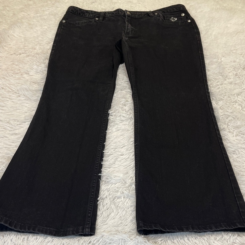 Harley-Davidson Black Flare Women's Jeans SIZE 16 LOOKS SMALLER SEE MEASUREMENTS